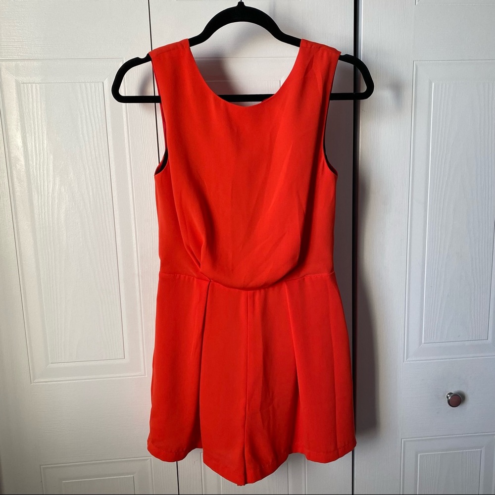 Topshop orange and black lace romper